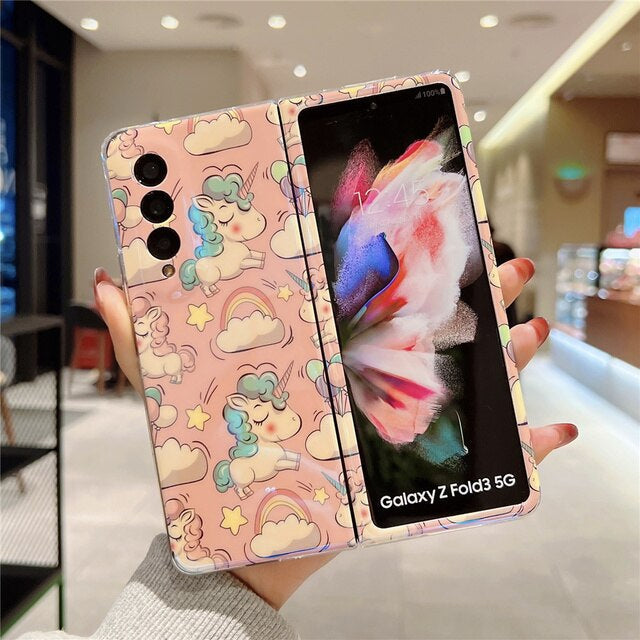 Luxury Cartoon unicorn Silicone Case for Z Fold 3 5G