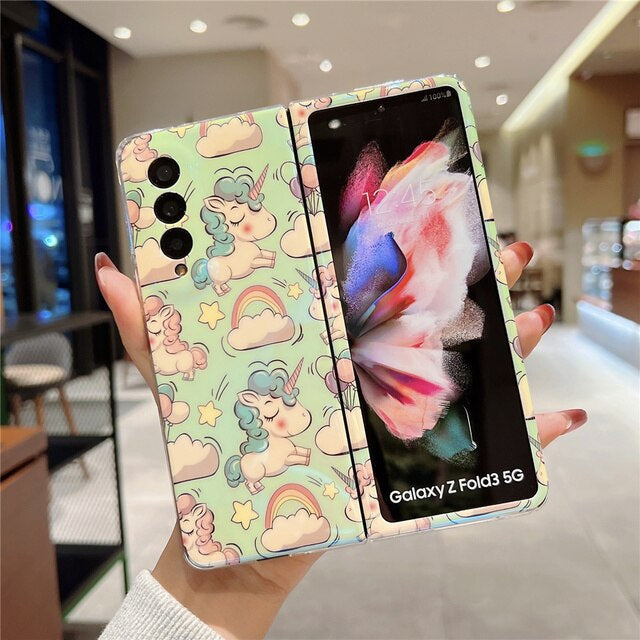 Luxury Cartoon unicorn Silicone Case for Z Fold 3 5G