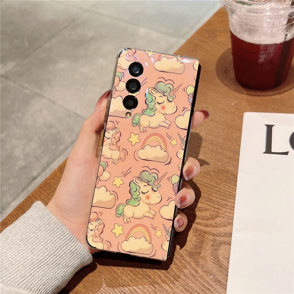 Luxury Cartoon unicorn Silicone Case for Z Fold 3 5G