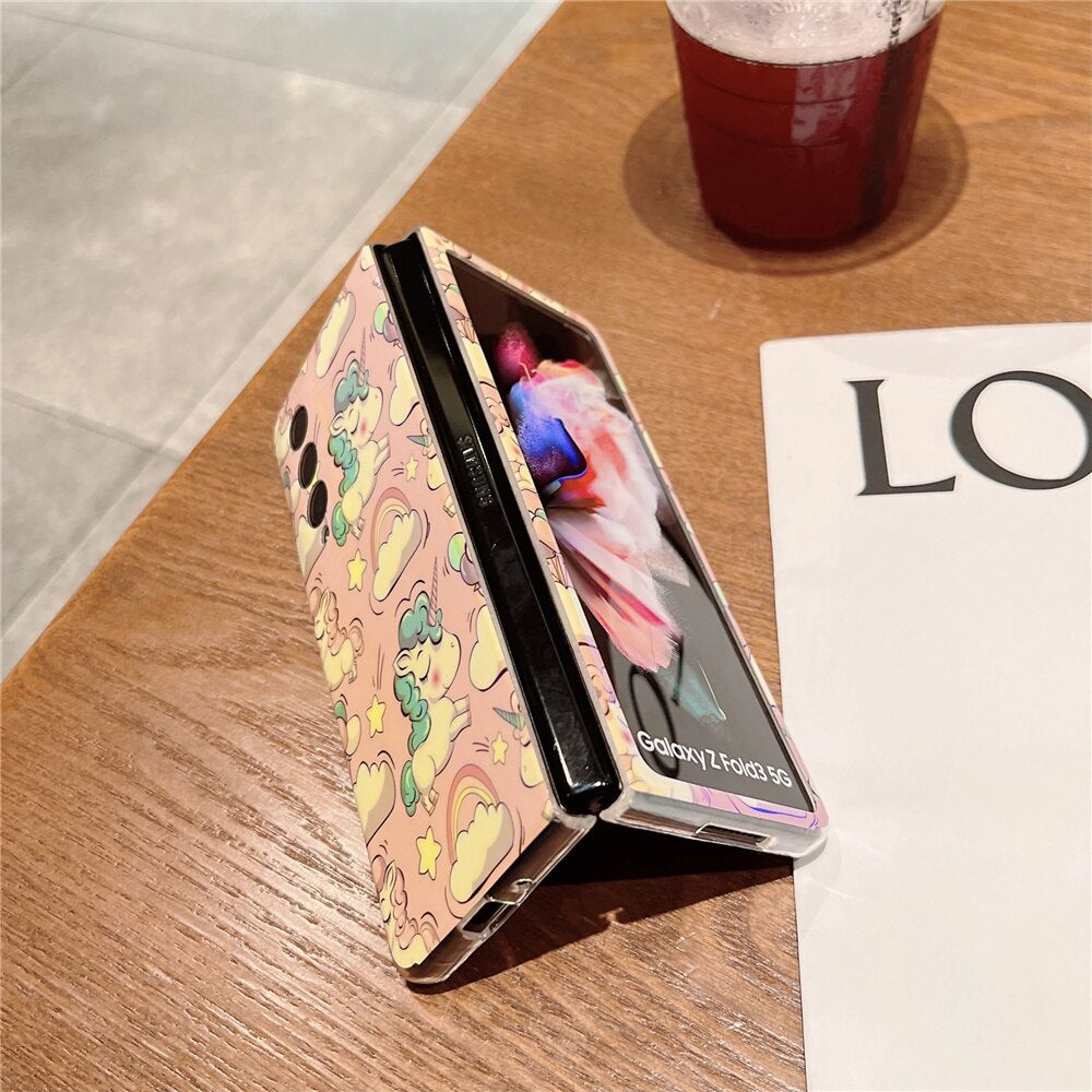 Luxury Cartoon unicorn Silicone Case for Z Fold 3 5G