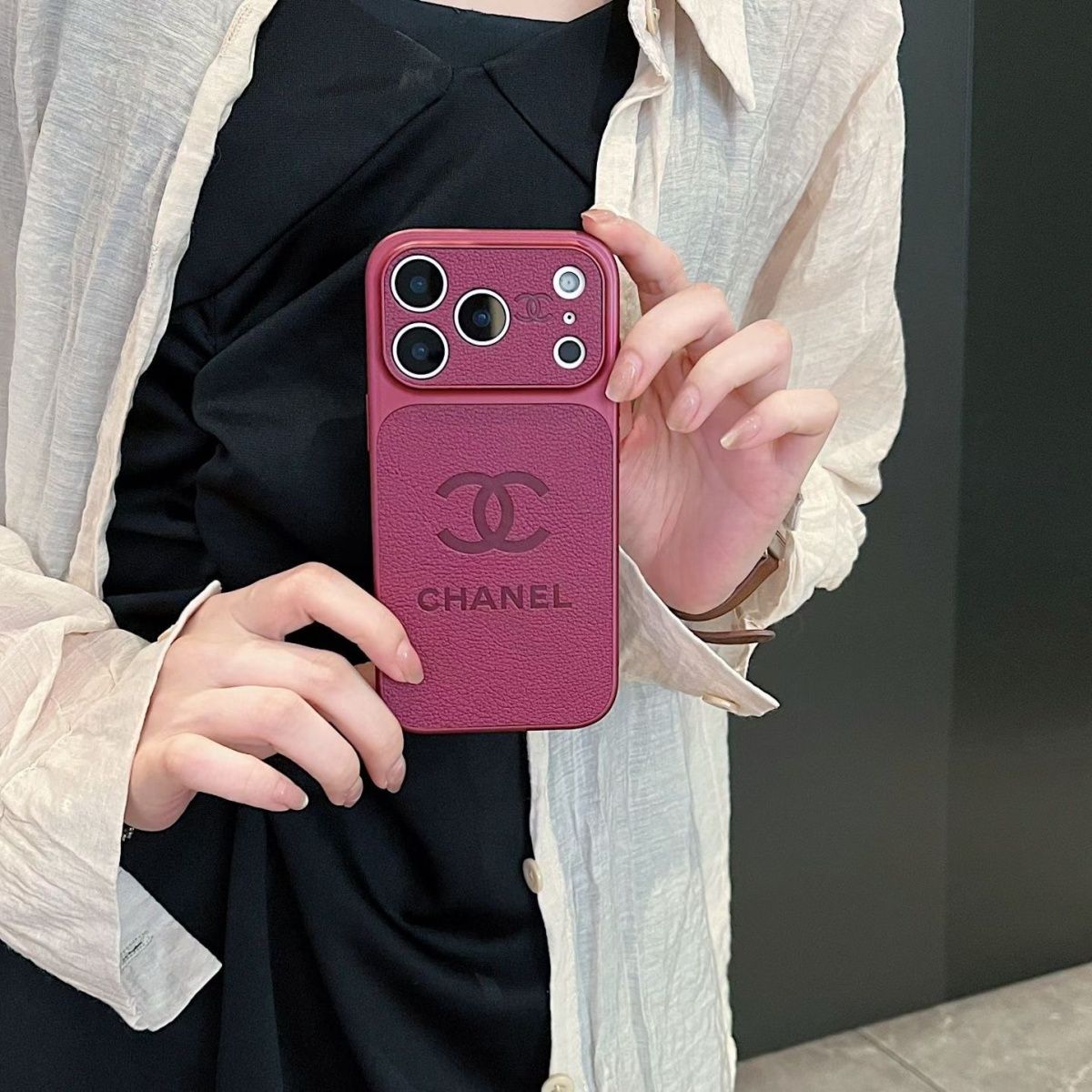 Designer-Inspired Monogram iPhone Case – Premium Textured Cover