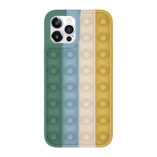 Relive Stress Pop Fidget Toys Push It Bubble Silicone Phone Case For Iphone SE 11 12 Pro Max Soft Cover