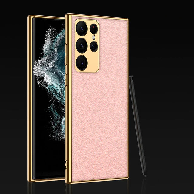 Luxury Plating Leather Case For Samsung Galaxy S22 Ultra 5G