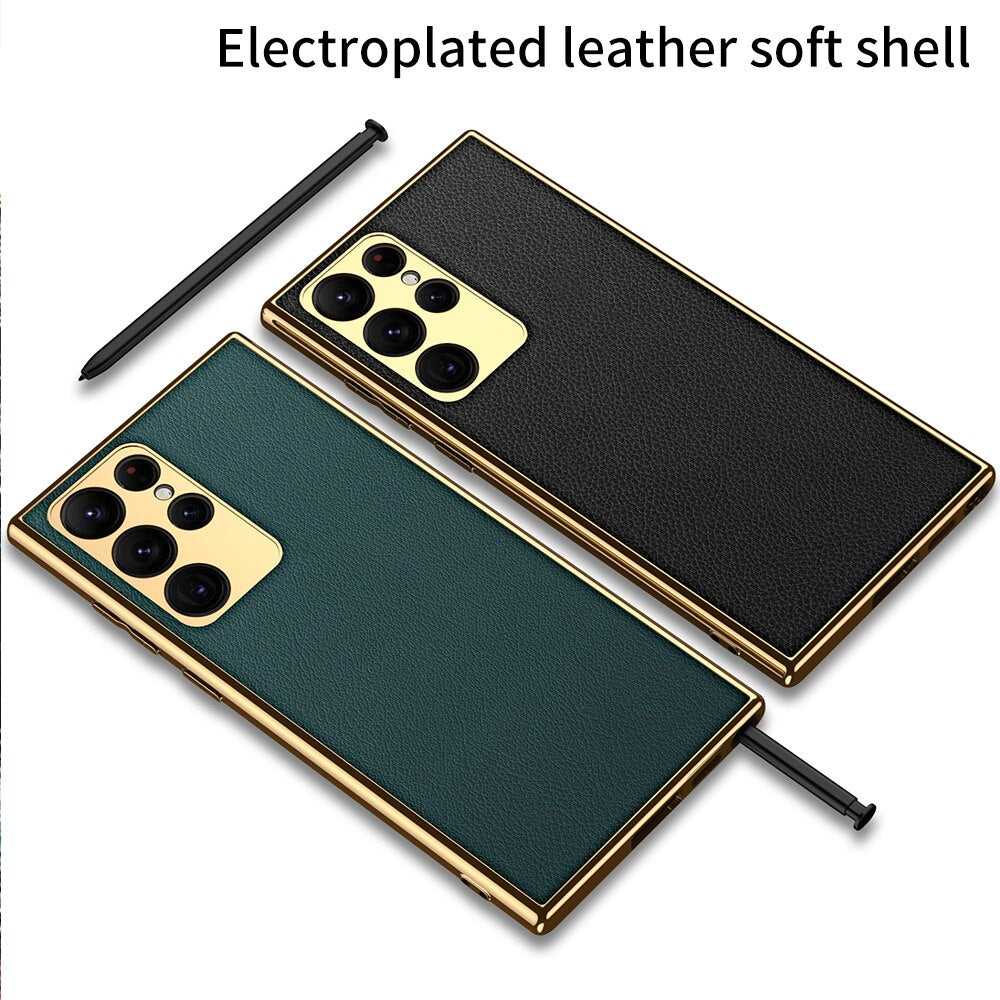 Luxury Plating Leather Case For Samsung Galaxy S22 Ultra 5G