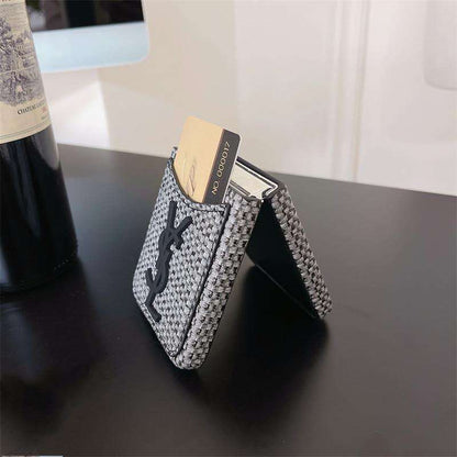 Luxury Woven Flip Case with Card Pocket