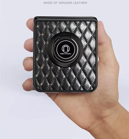 Leather Rhomboid Pattern with Magnetic Ring Case for Samsung Z Flip 3