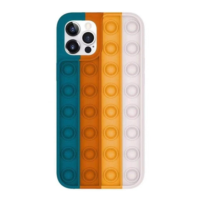 Relive Stress Pop Fidget Toys Push It Bubble Silicone Phone Case For Iphone SE 11 12 Pro Max Soft Cover