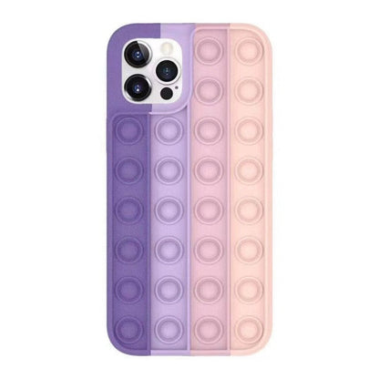 Relive Stress Pop Fidget Toys Push It Bubble Silicone Phone Case For Iphone SE 11 12 Pro Max Soft Cover