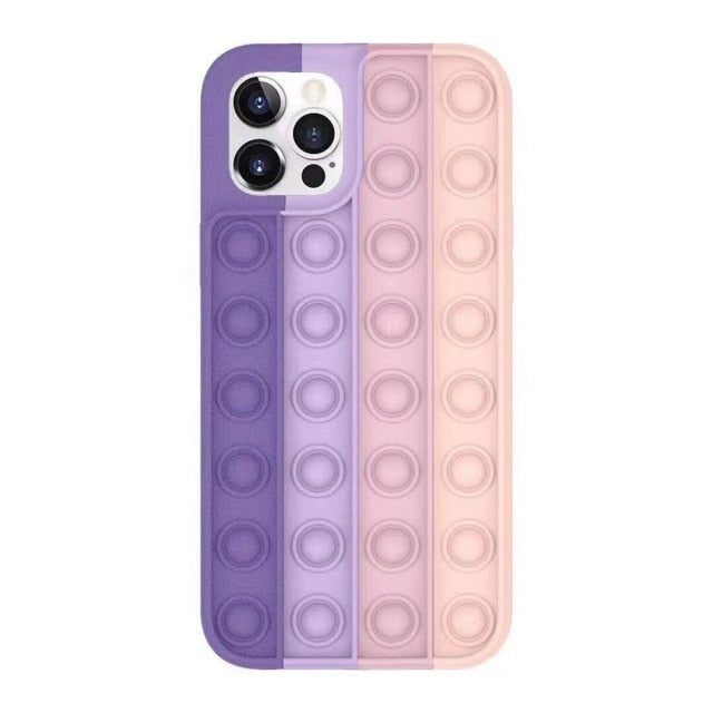 Relive Stress Pop Fidget Toys Push It Bubble Silicone Phone Case For Iphone SE 11 12 Pro Max Soft Cover